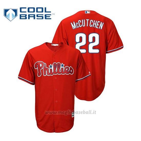 Maglia Baseball Uomo Philadelphia Phillies Andrew Mccutchen Cool Base Majestic Alternato Rojo
